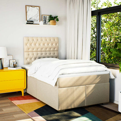 Boxspring met matras stof crèmekleurig 120x190 cm