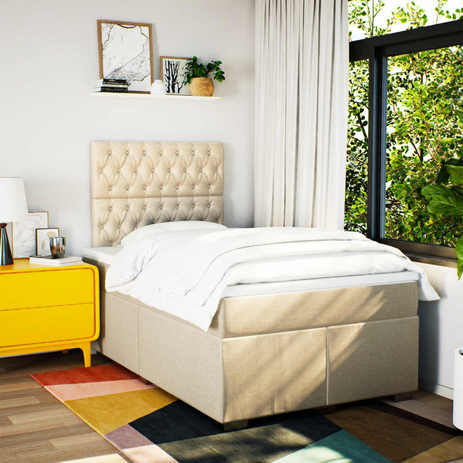 Boxspring met matras stof crèmekleurig 120x190 cm