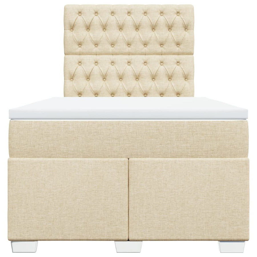 Boxspring met matras stof crèmekleurig 120x190 cm