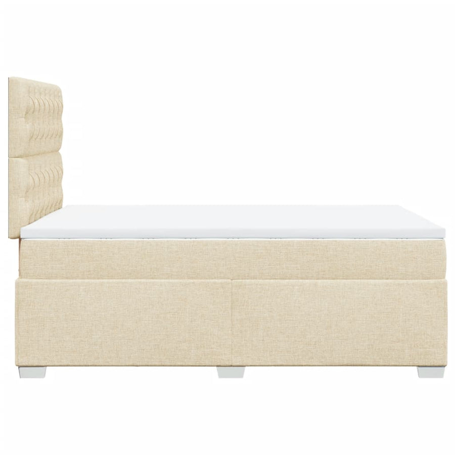 Boxspring met matras stof crèmekleurig 120x190 cm