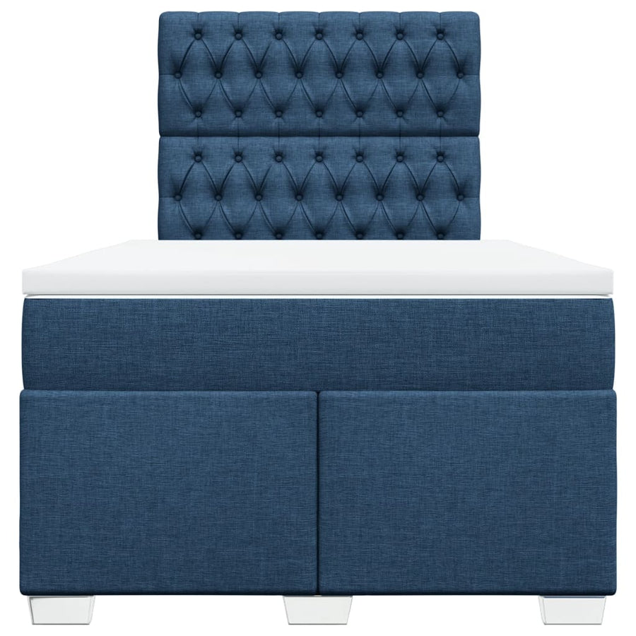 Boxspring met matras stof blauw 120x190 cm