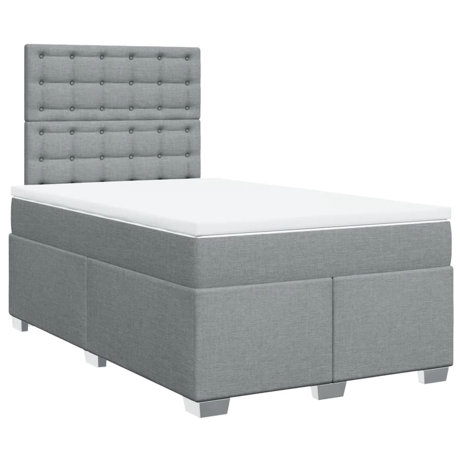 Boxspring met matras stof lichtgrijs 120x190 cm