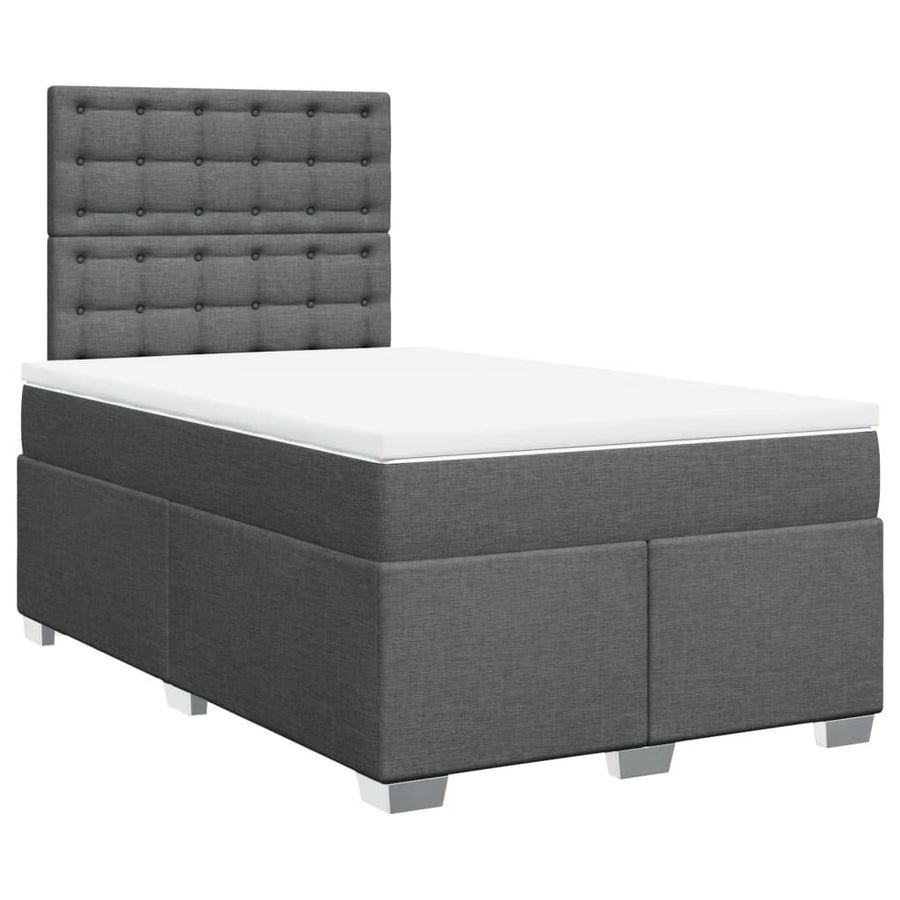 Boxspring met matras stof donkergrijs 120x190 cm