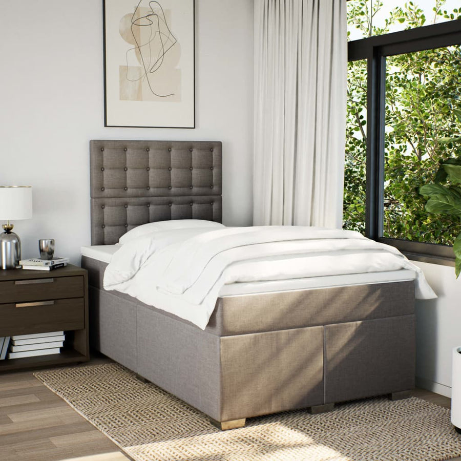Boxspring met matras stof taupe 120x190 cm