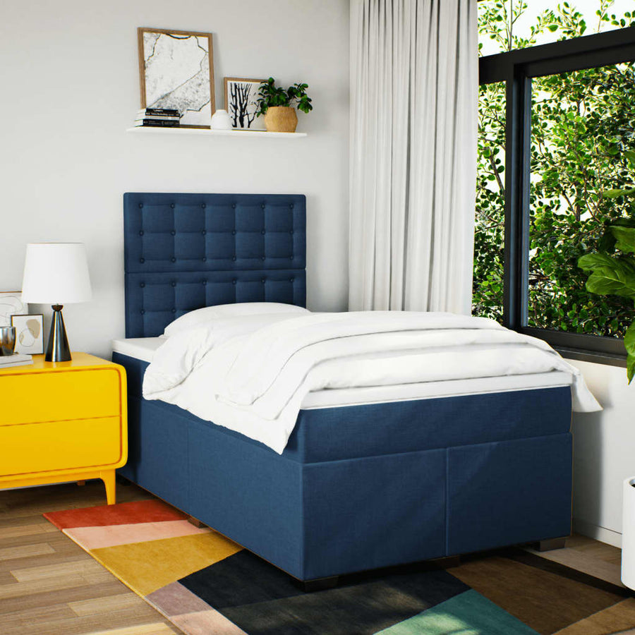 Boxspring Met Matras Stof 120 x 190 cm Blauw