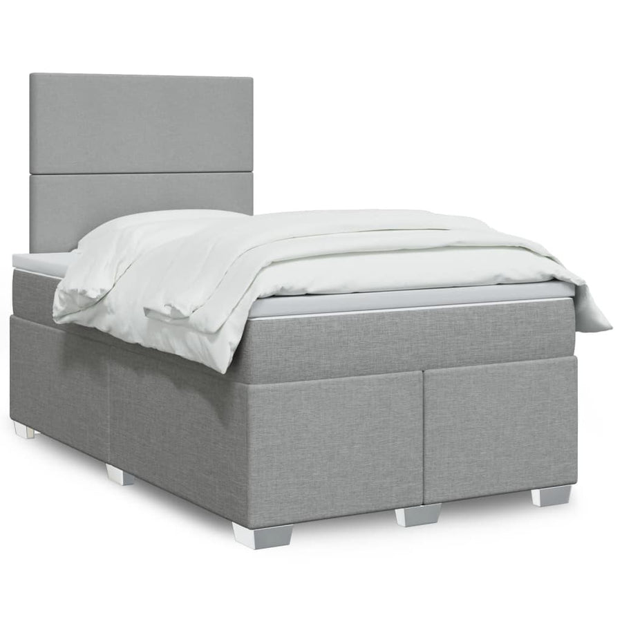 Boxspring met matras stof lichtgrijs 120x200 cm