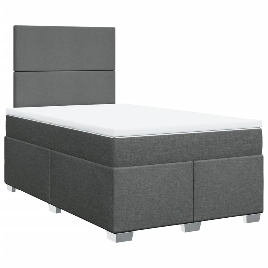 Boxspring met matras stof donkergrijs 120x200 cm