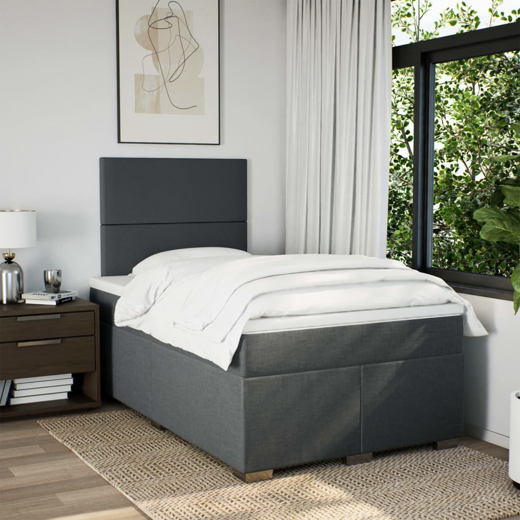 Boxspring met matras stof donkergrijs 120x200 cm