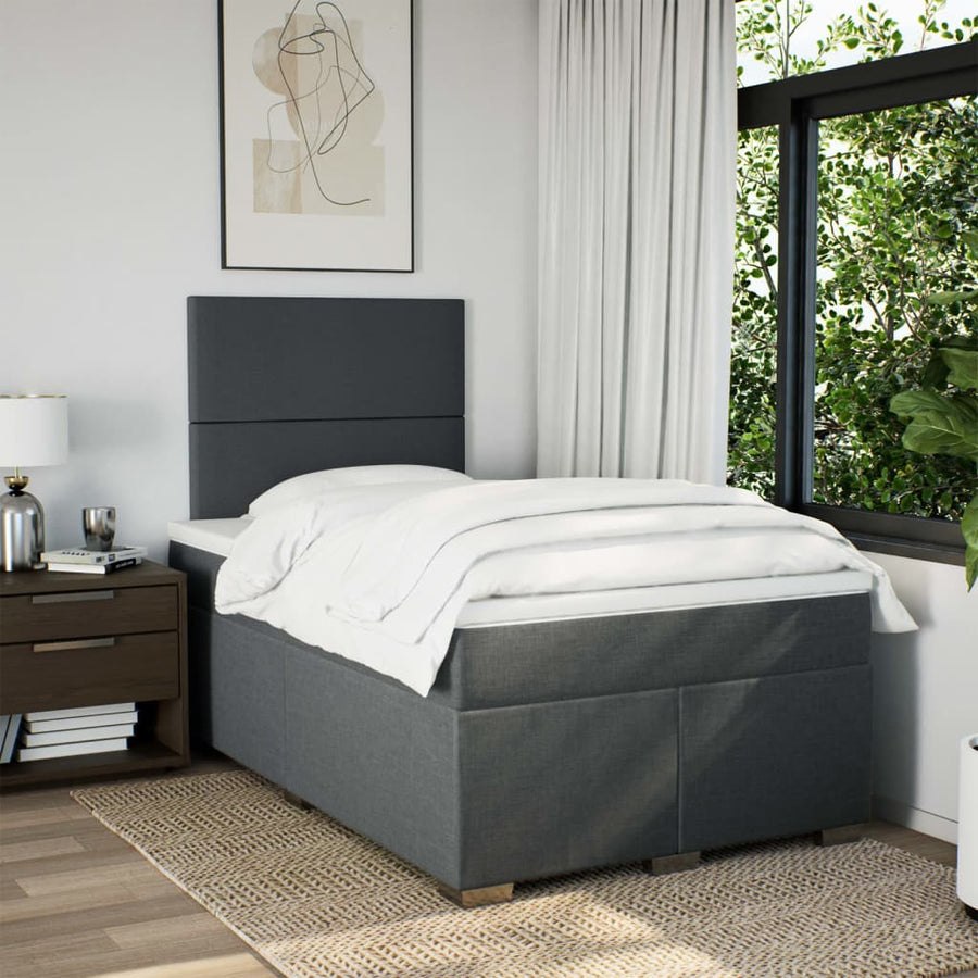 Boxspring met matras stof donkergrijs 120x200 cm