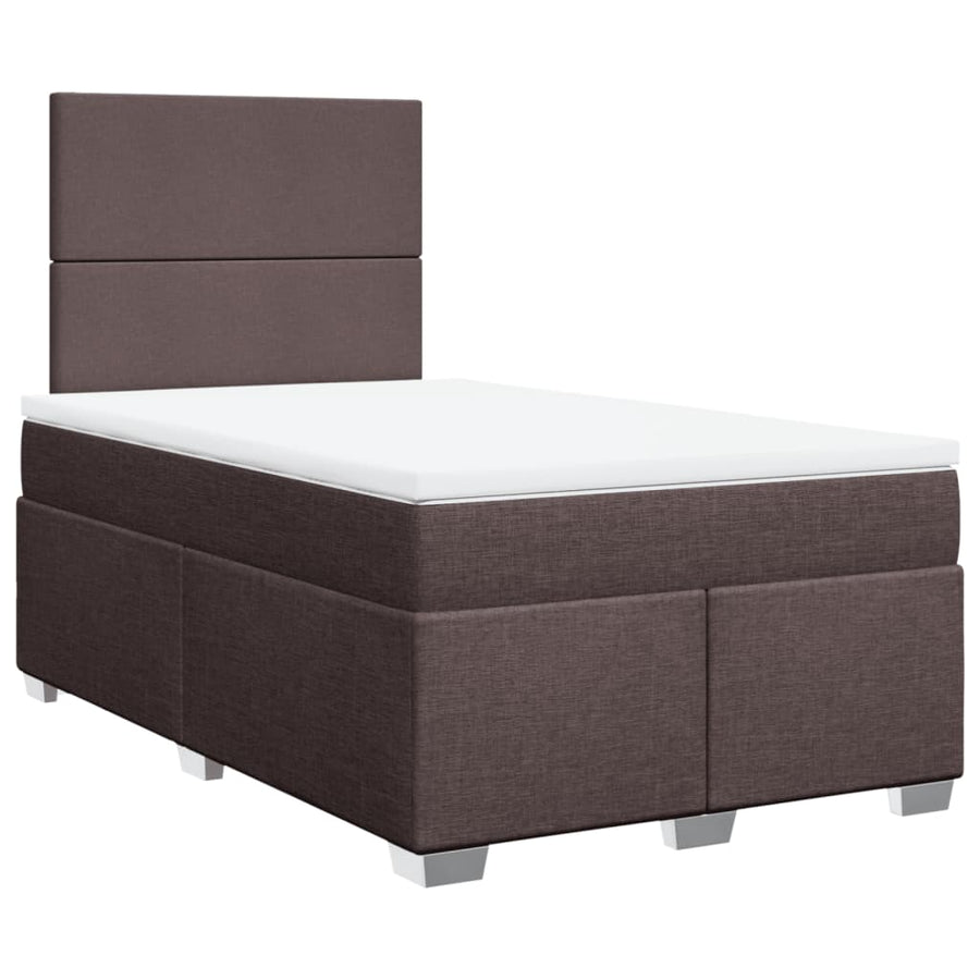 Boxspring met matras stof donkerbruin 120x200 cm