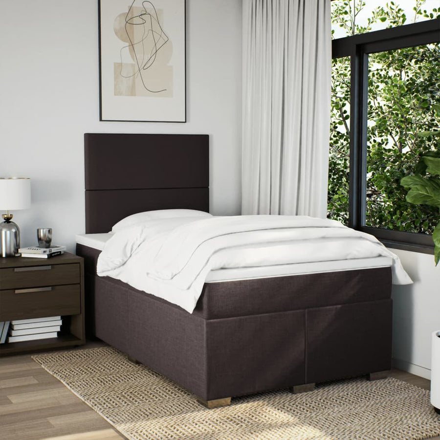 Boxspring met matras stof donkerbruin 120x200 cm
