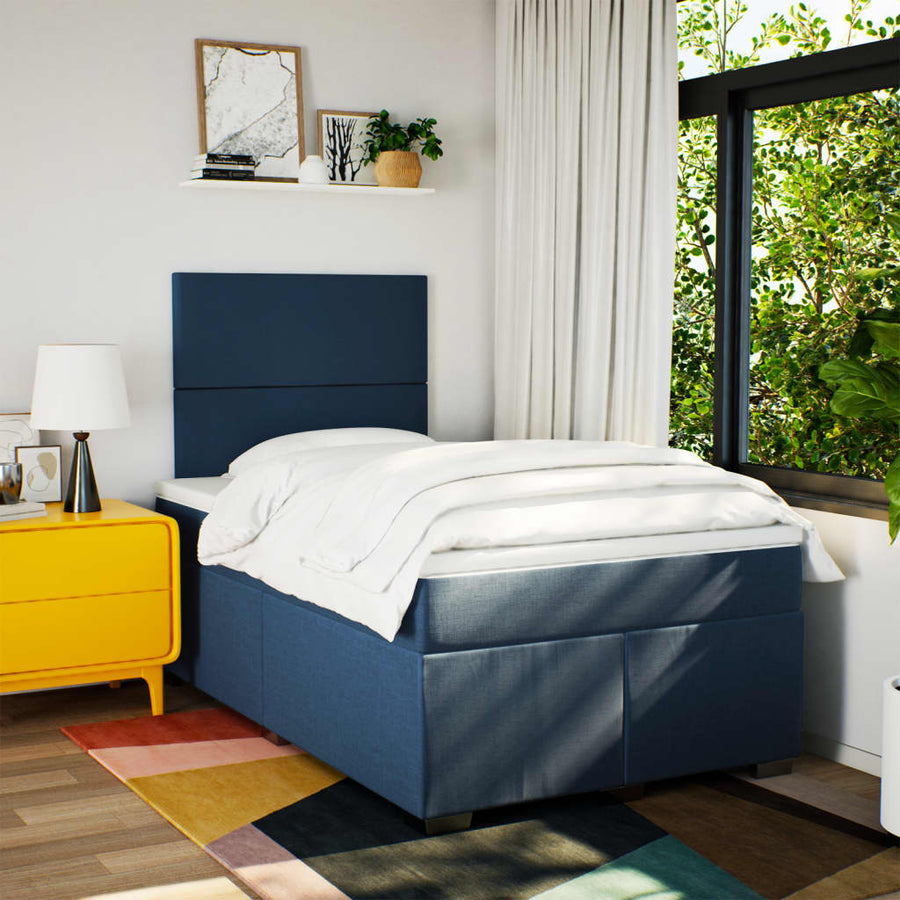 Boxspring met matras stof blauw 120x200 cm