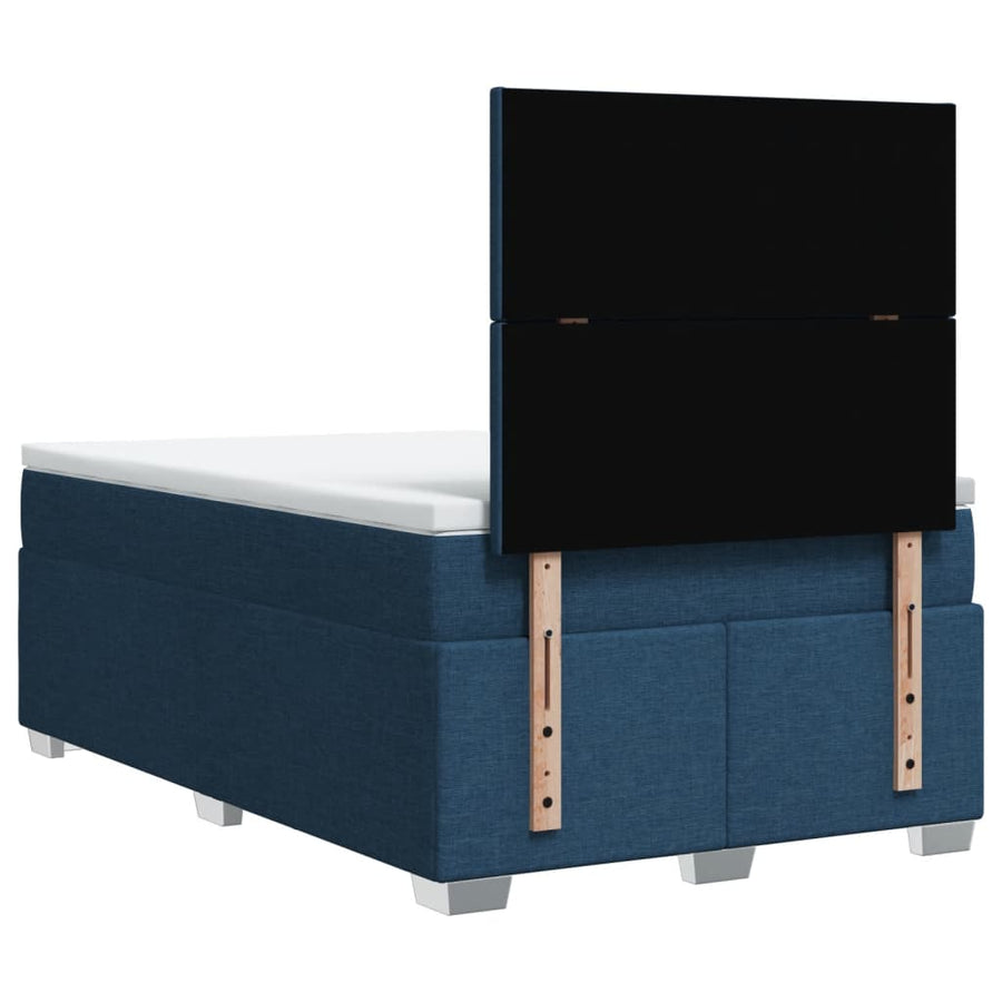 Boxspring met matras stof blauw 120x200 cm