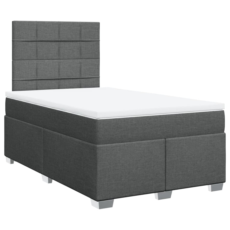 Boxspring met matras stof donkergrijs 120x200 cm