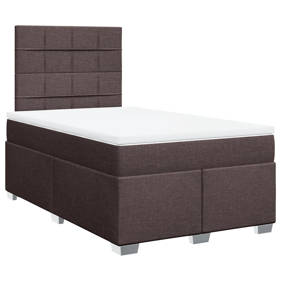 Boxspring met matras stof donkerbruin 120x200 cm