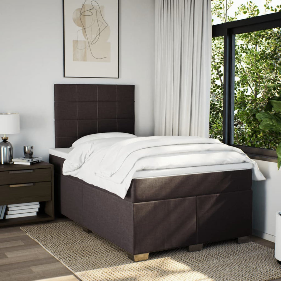 Boxspring met matras stof donkerbruin 120x200 cm