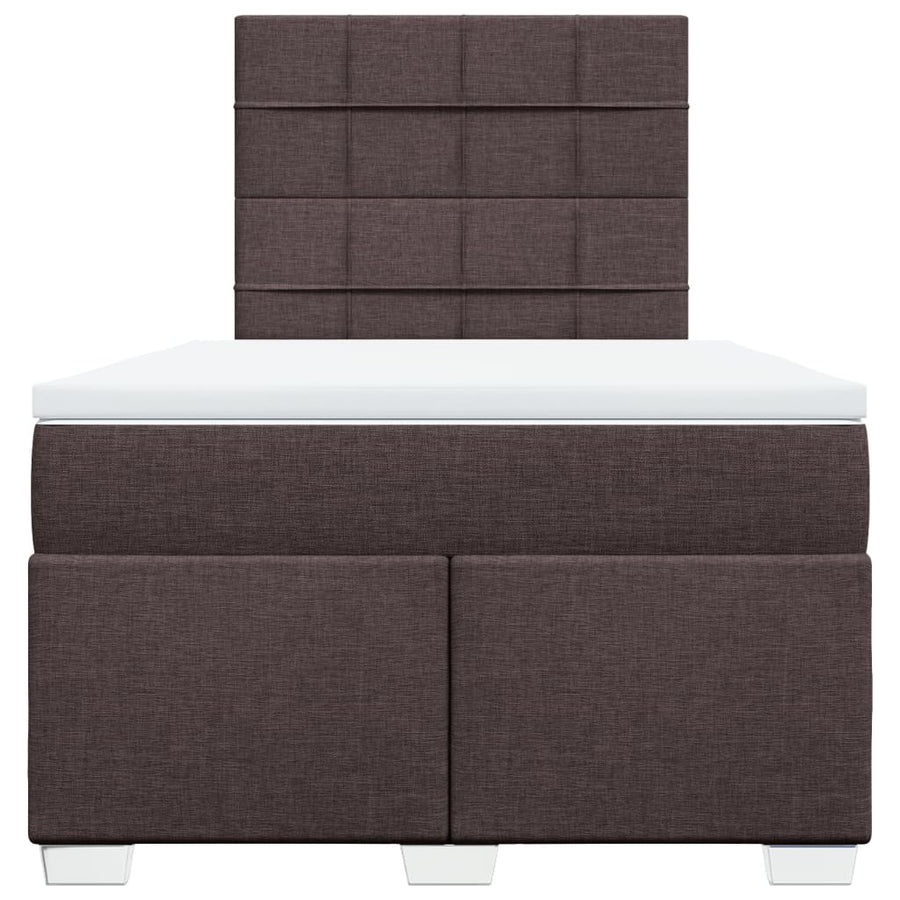 Boxspring met matras stof donkerbruin 120x200 cm