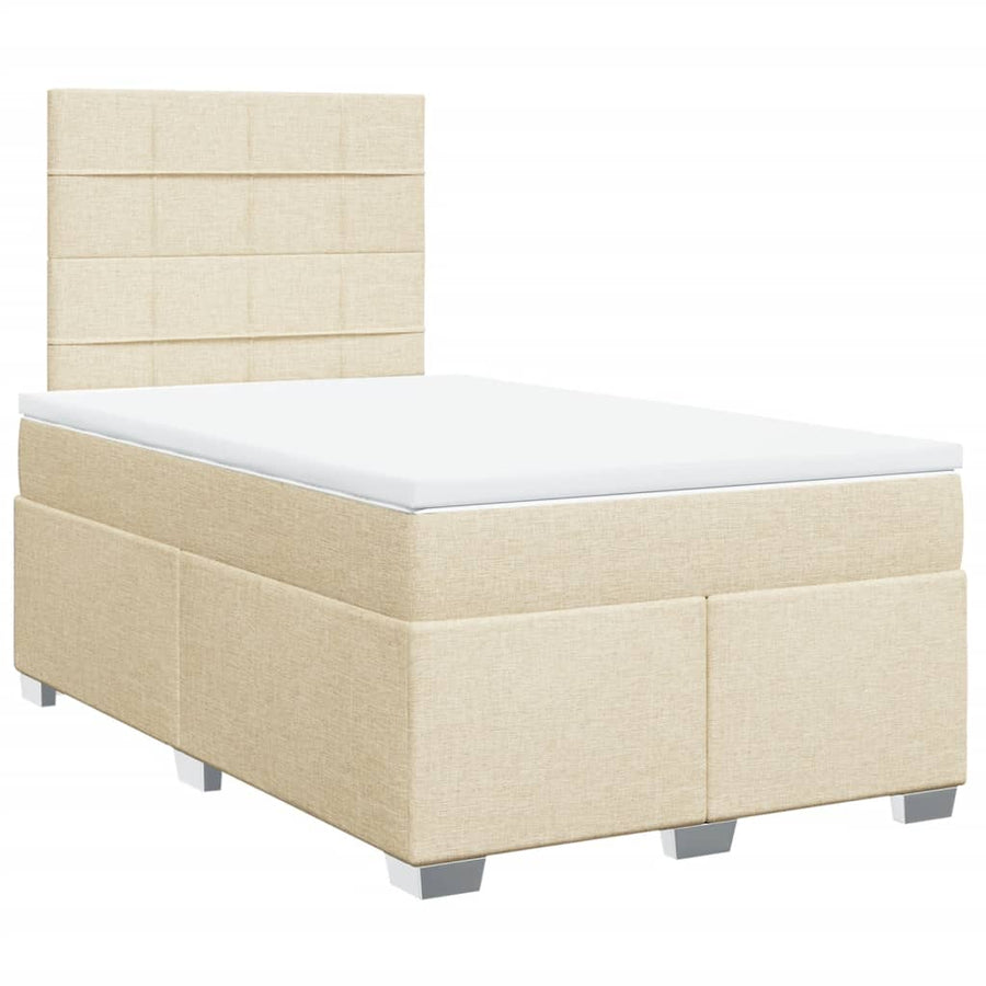 Boxspring met matras stof crèmekleurig 120x200 cm