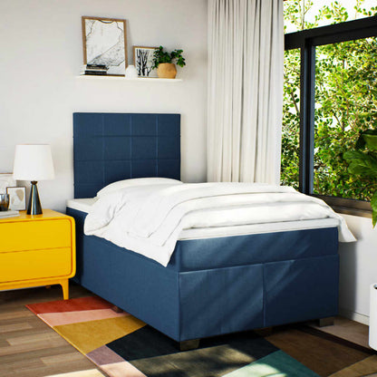 Boxspring met matras stof blauw 120x200 cm