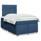 Boxspring met matras stof blauw 120x200 cm