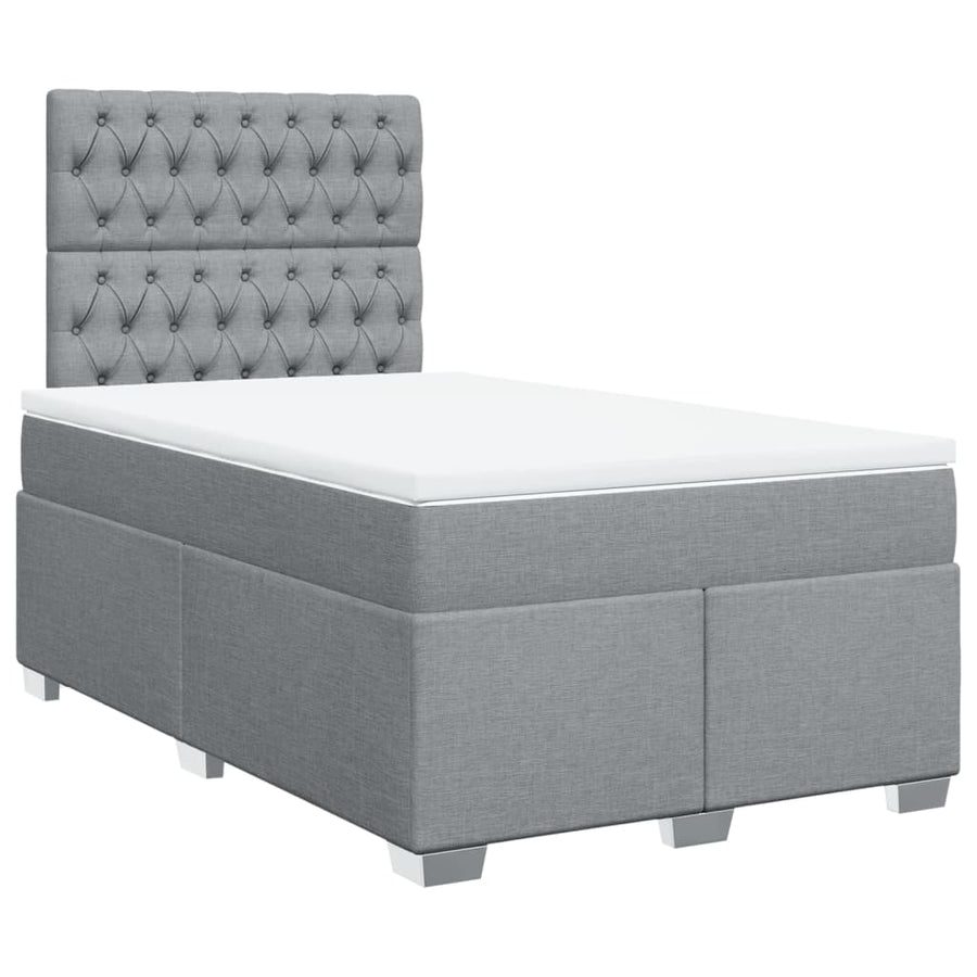 Boxspring met matras stof lichtgrijs 120x200 cm