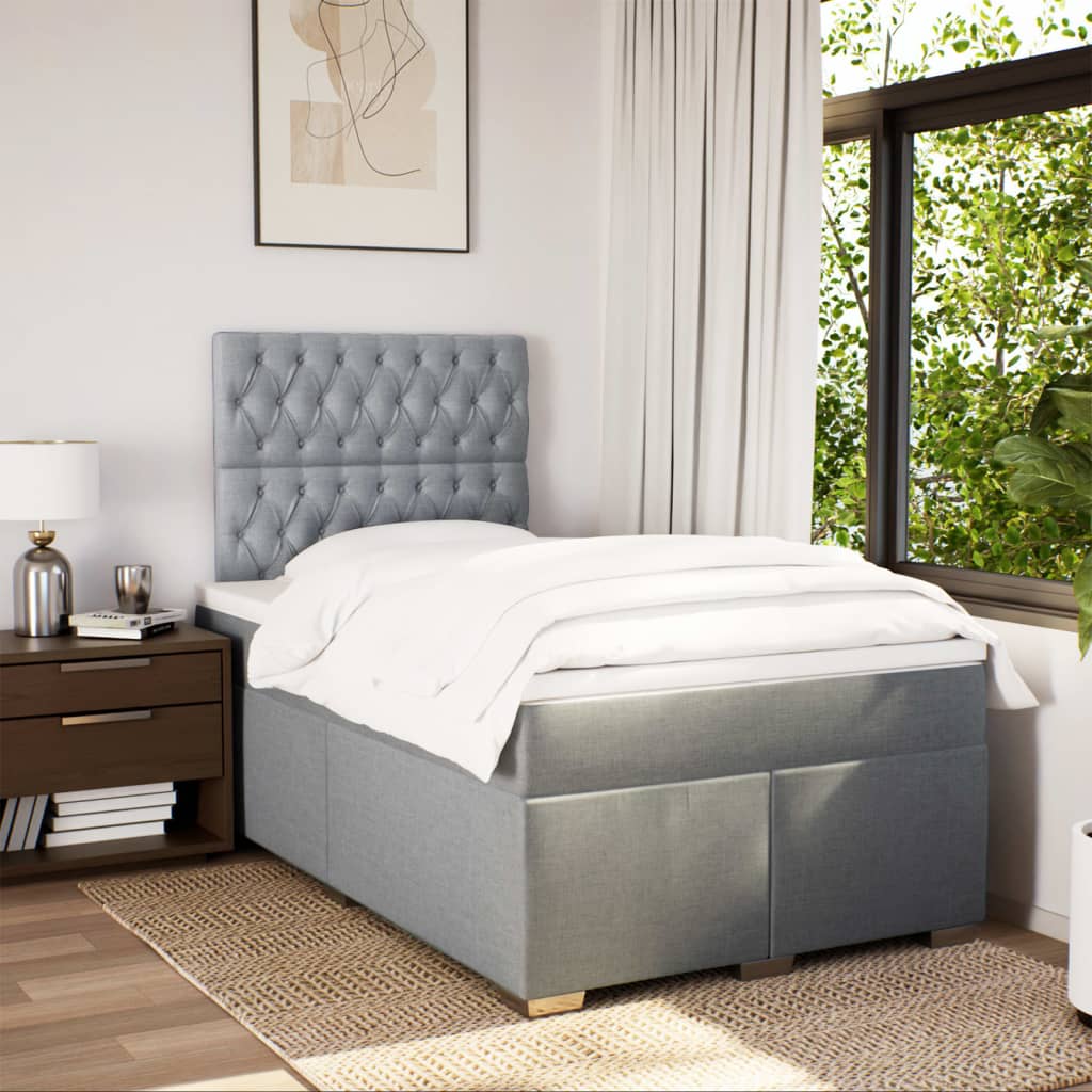 Boxspring met matras stof lichtgrijs 120x200 cm