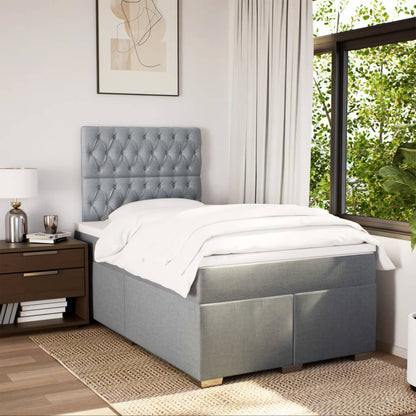 Boxspring met matras stof lichtgrijs 120x200 cm