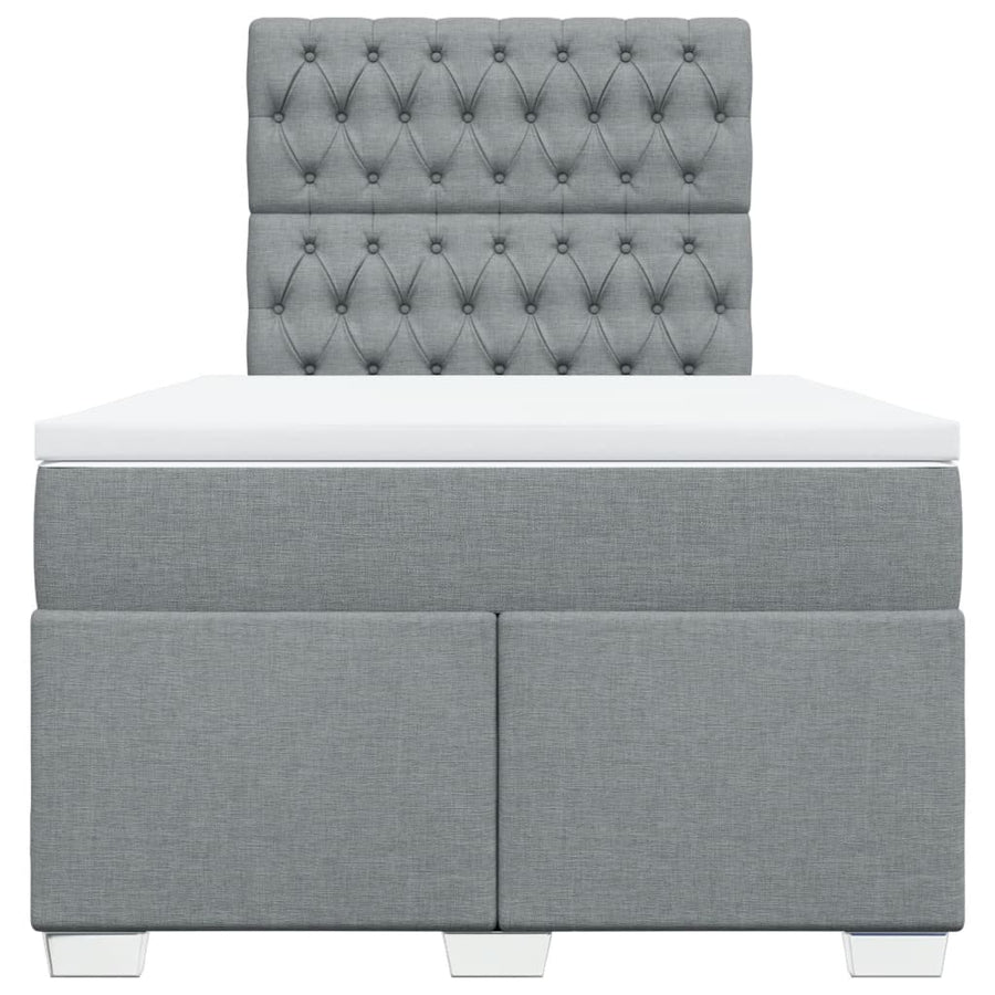 Boxspring met matras stof lichtgrijs 120x200 cm