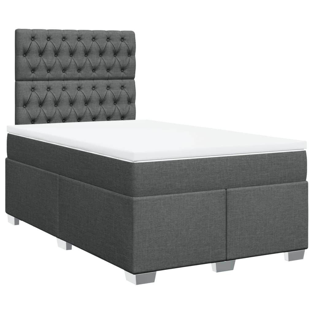 Boxspring met matras stof donkergrijs 120x200 cm