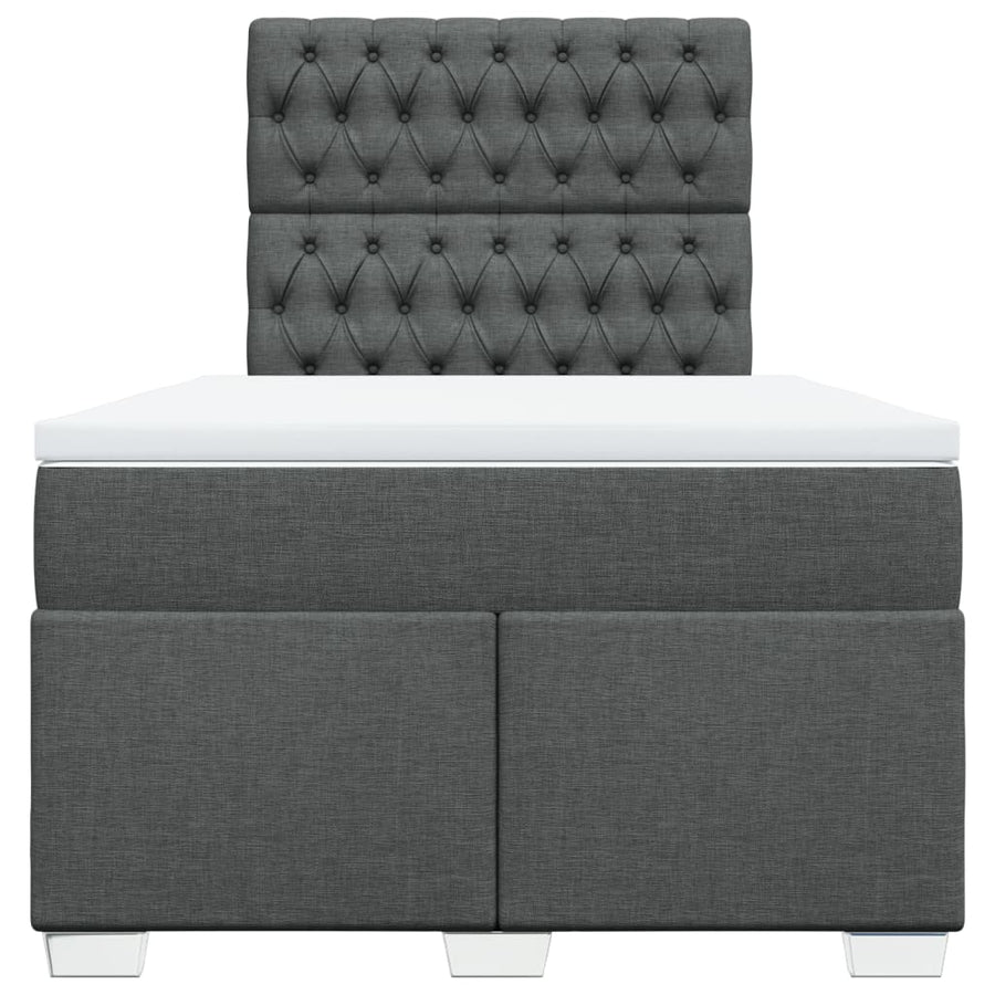 Boxspring met matras stof donkergrijs 120x200 cm