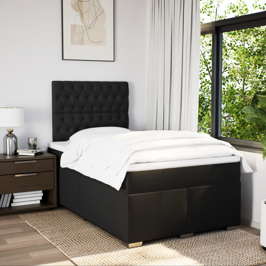 Boxspring met matras stof zwart 120x200 cm