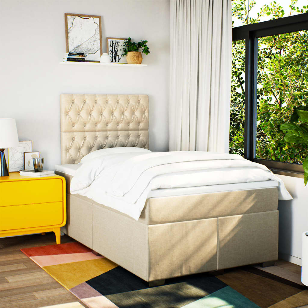 Boxspring met matras stof crèmekleurig 120x200 cm