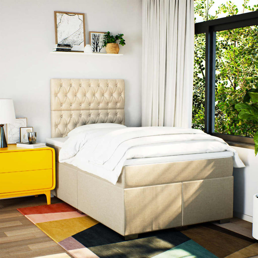 Boxspring met matras stof crèmekleurig 120x200 cm