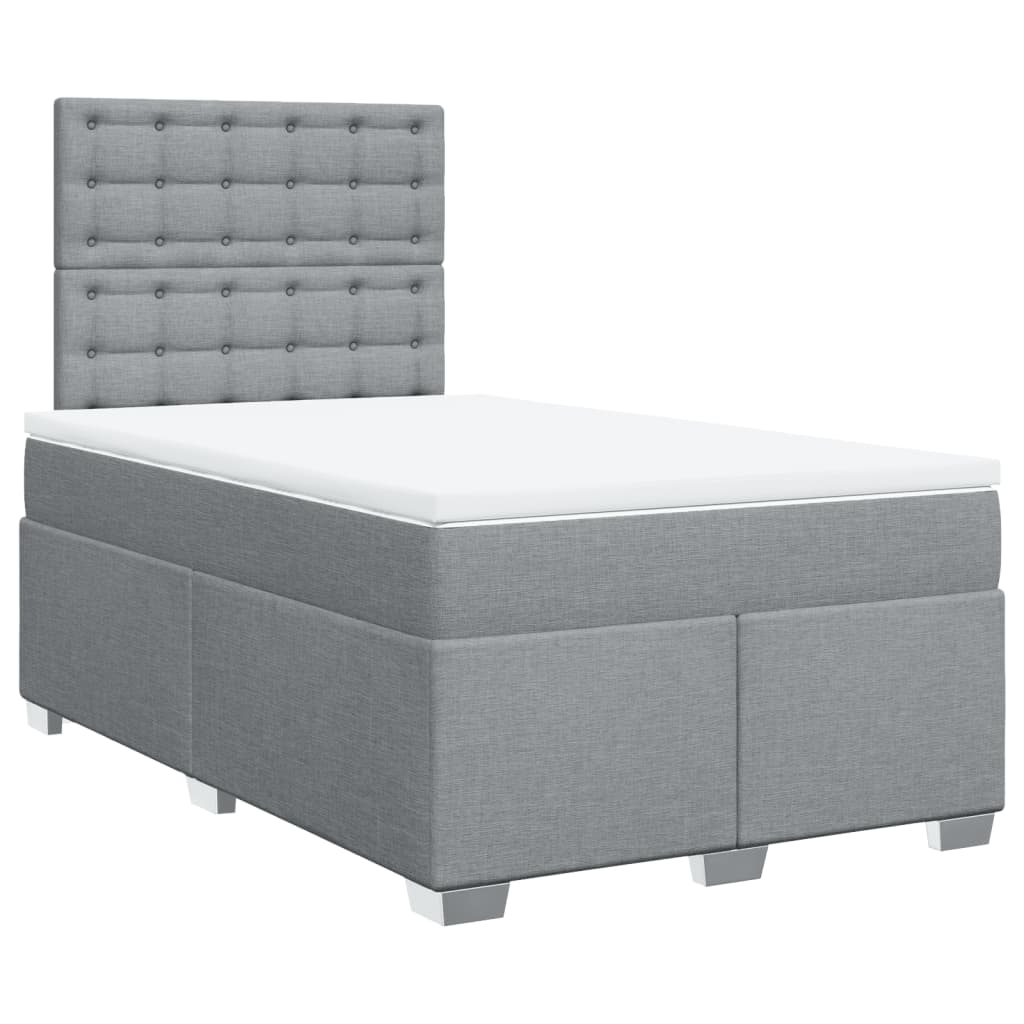 Boxspring met matras stof lichtgrijs 120x200 cm