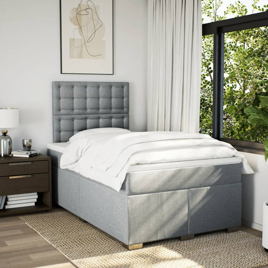 Boxspring met matras stof lichtgrijs 120x200 cm