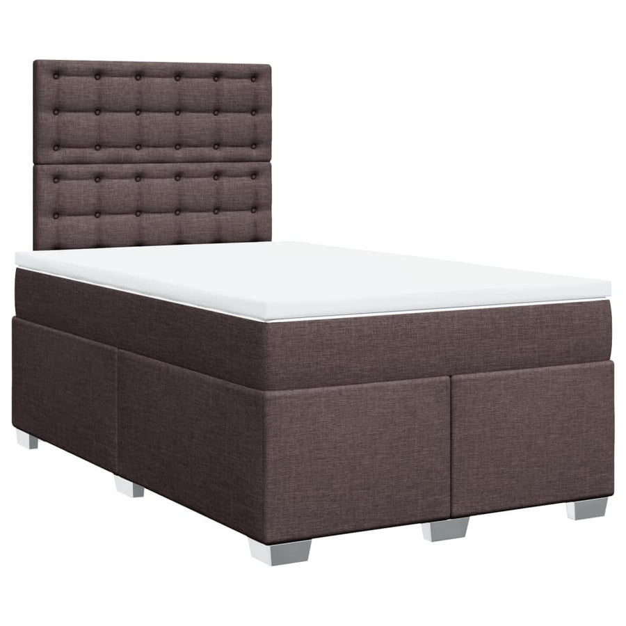 Boxspring met matras stof donkerbruin 120x200 cm