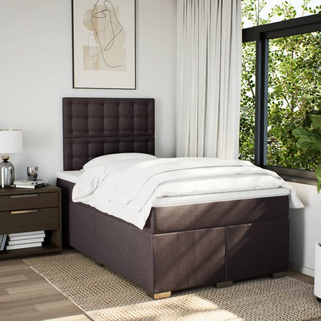 Boxspring met matras stof donkerbruin 120x200 cm