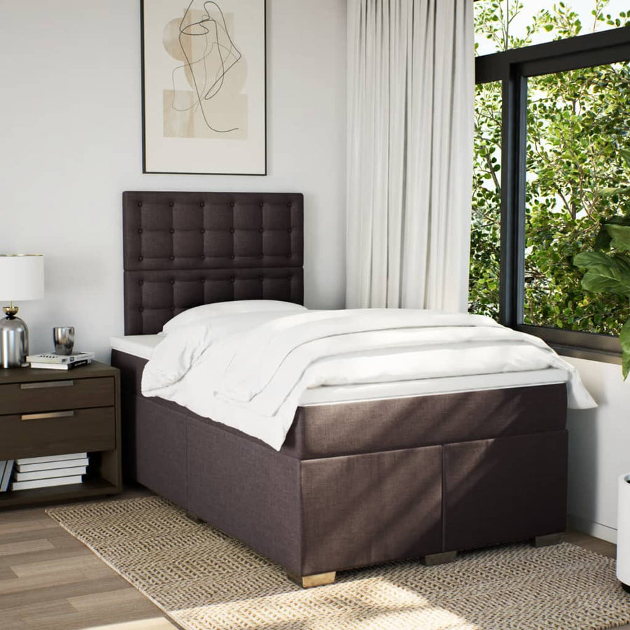 Boxspring met matras stof donkerbruin 120x200 cm