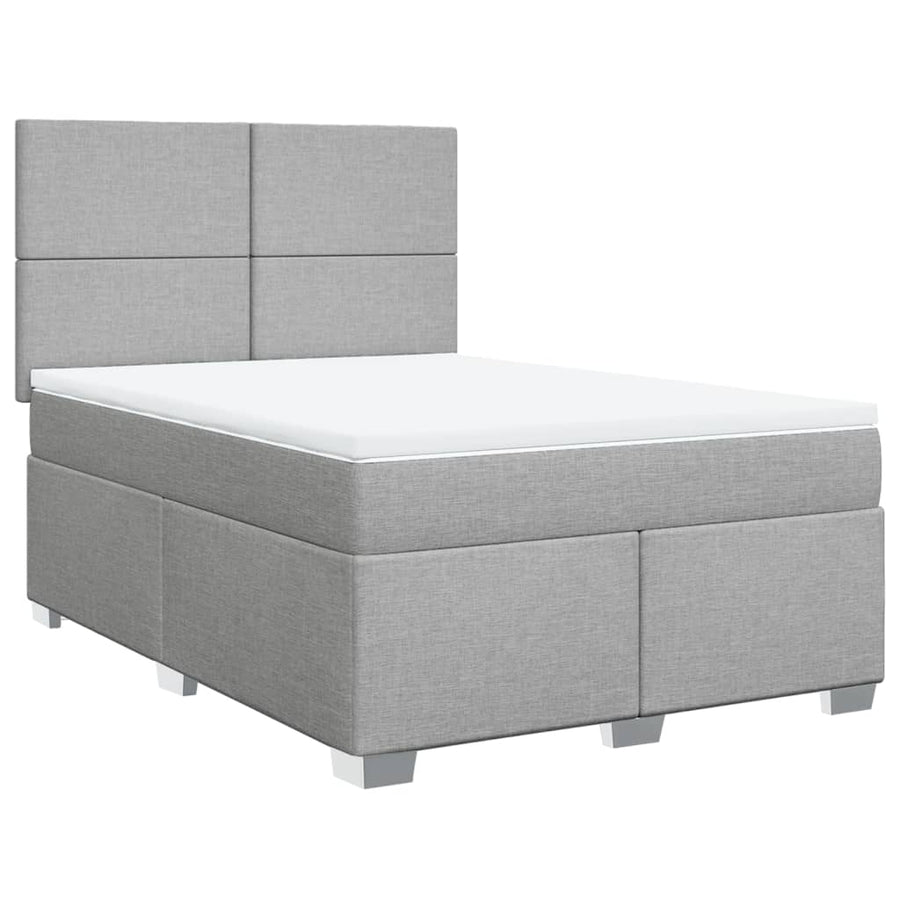 Boxspring met matras stof lichtgrijs 140x190 cm