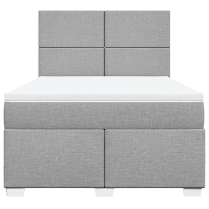 Boxspring met matras stof lichtgrijs 140x190 cm