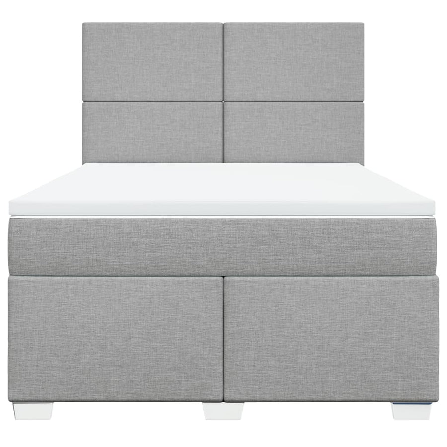 Boxspring met matras stof lichtgrijs 140x190 cm
