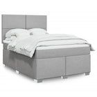 Box spring with mattress fabric light grey 140x190 cm