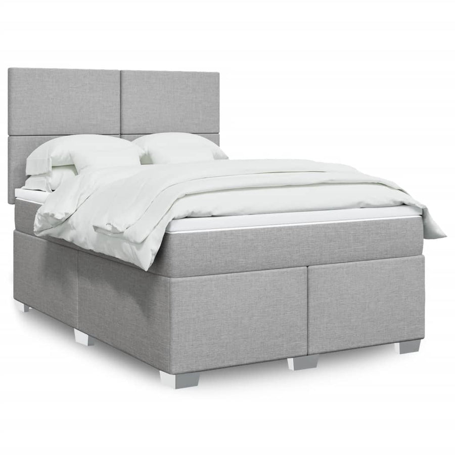 Boxspring met matras stof lichtgrijs 140x190 cm