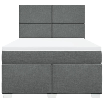 Boxspring met matras stof donkergrijs 140x190 cm
