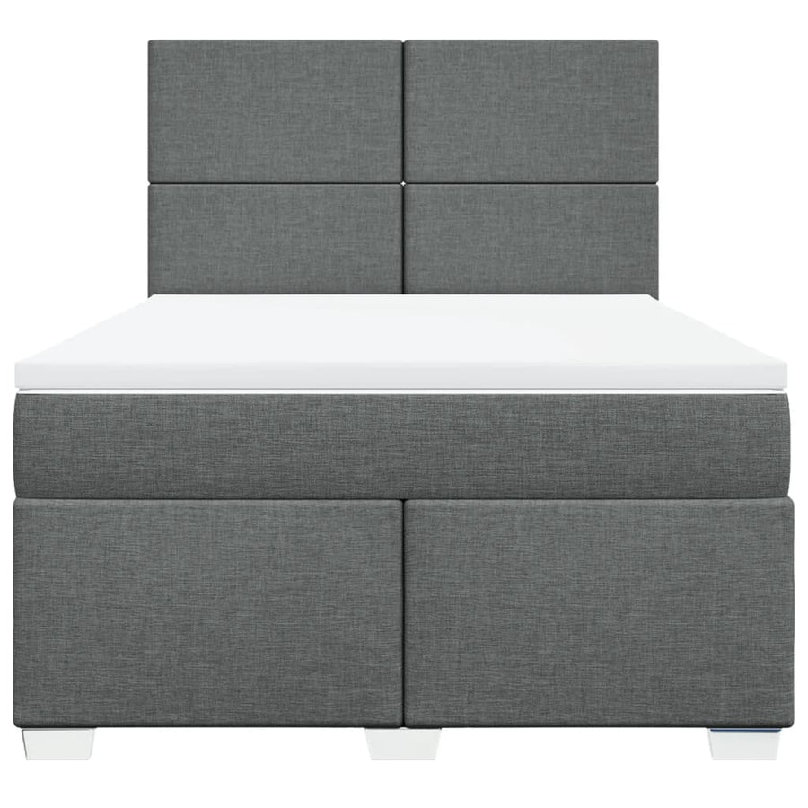 Boxspring met matras stof donkergrijs 140x190 cm