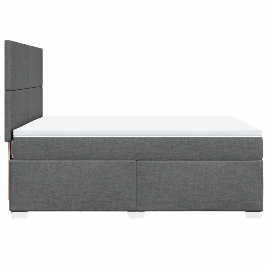 Boxspring met matras stof donkergrijs 140x190 cm