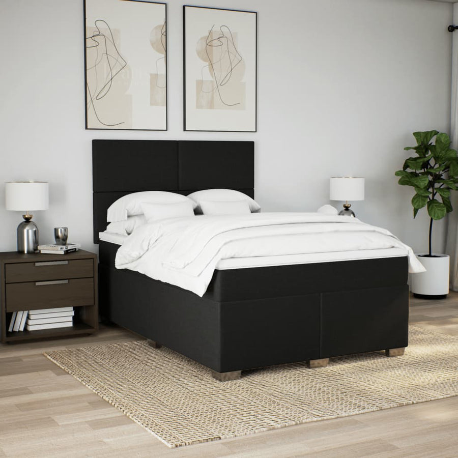 Boxspring met matras stof zwart 140x190 cm