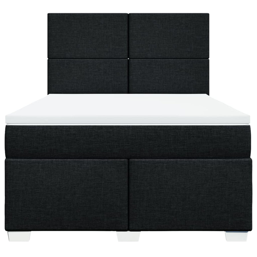 Boxspring met matras stof zwart 140x190 cm