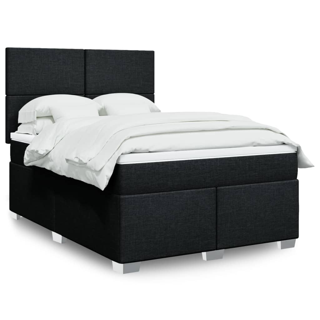 Boxspring met matras stof zwart 140x190 cm