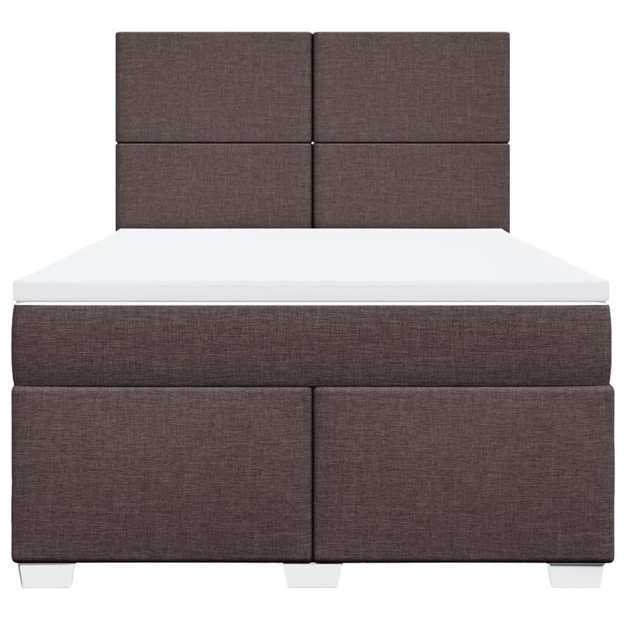 Boxspring met matras stof donkerbruin 140x190 cm